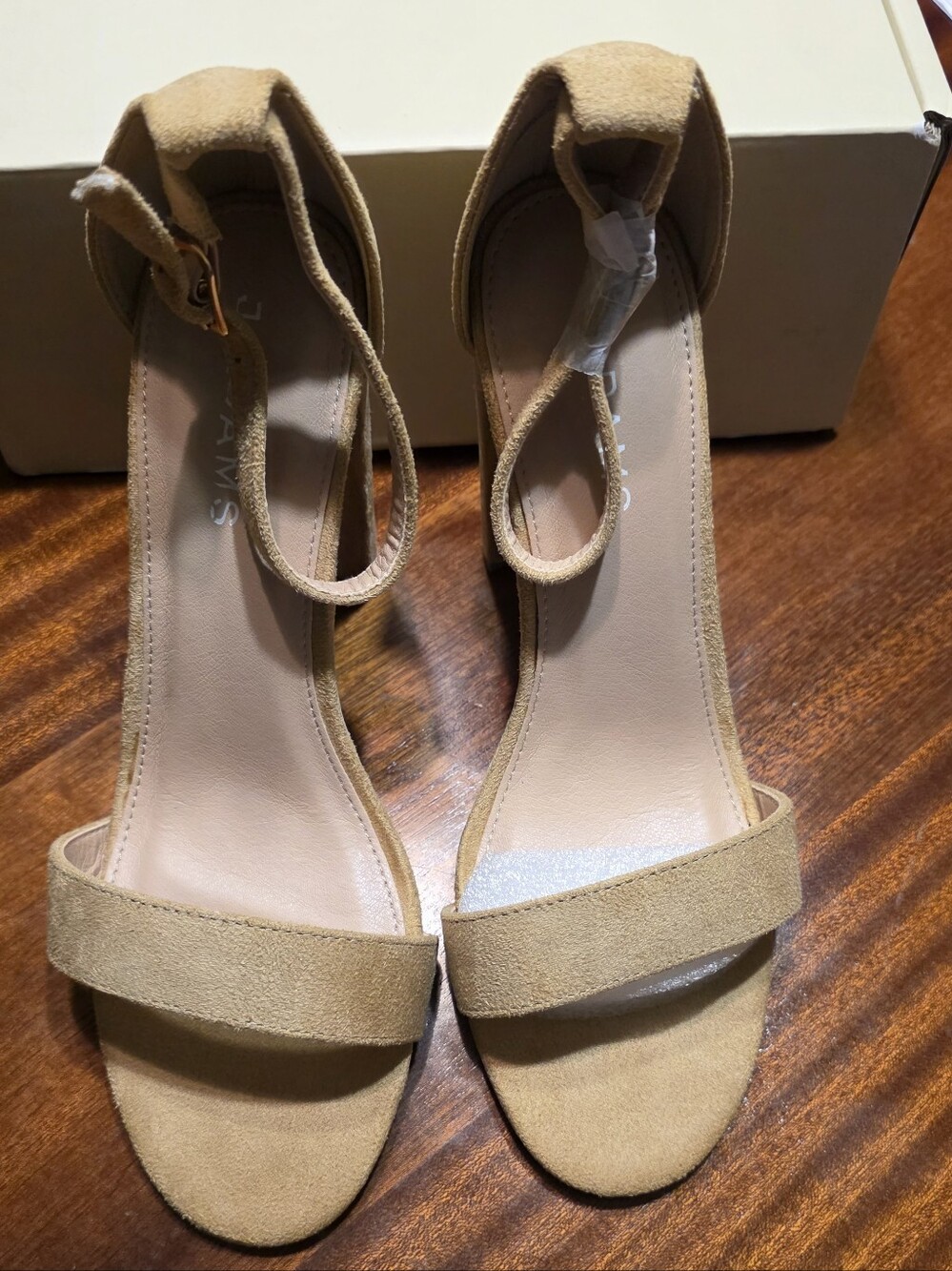 J. Adams Shirley Taupe Suede Block Heels Size 8 NIB